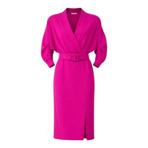 Tea & Cup Barbiecore Midi Dress Women Small Bold Modern Chic Power Dressing